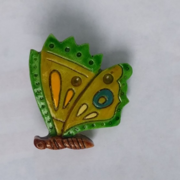 Vintage Ceramic Butterfly Pin - Picture 1 of 3